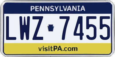 PA license plate LWZ7455