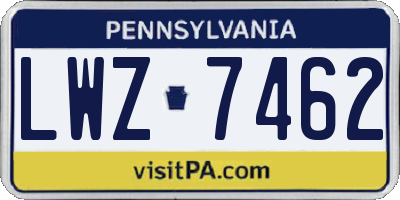 PA license plate LWZ7462
