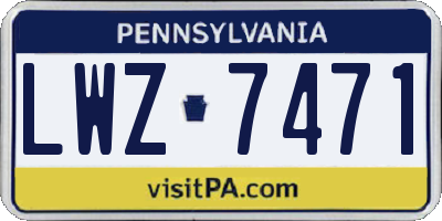 PA license plate LWZ7471