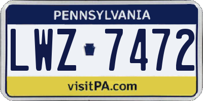 PA license plate LWZ7472