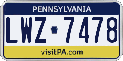 PA license plate LWZ7478