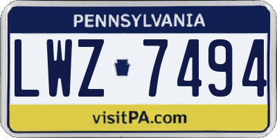 PA license plate LWZ7494