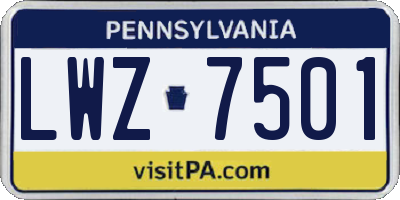 PA license plate LWZ7501