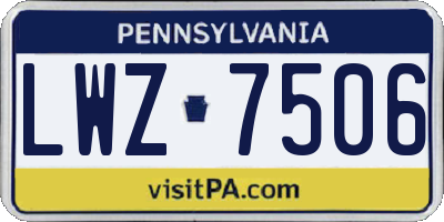 PA license plate LWZ7506