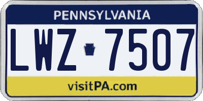 PA license plate LWZ7507