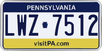 PA license plate LWZ7512