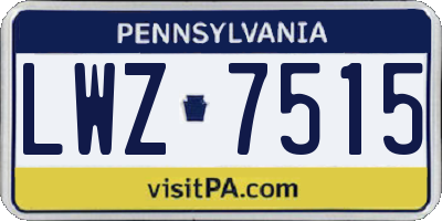 PA license plate LWZ7515