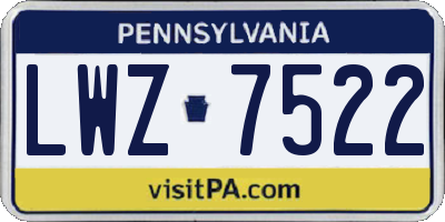 PA license plate LWZ7522
