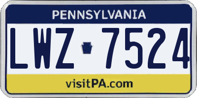 PA license plate LWZ7524