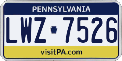 PA license plate LWZ7526