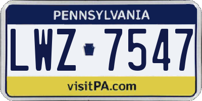 PA license plate LWZ7547