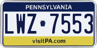 PA license plate LWZ7553
