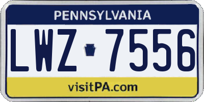 PA license plate LWZ7556