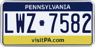 PA license plate LWZ7582