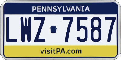 PA license plate LWZ7587