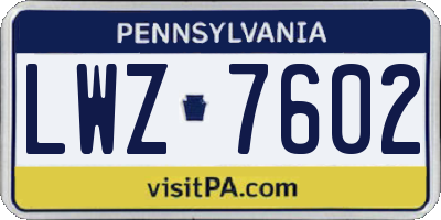 PA license plate LWZ7602