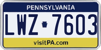 PA license plate LWZ7603