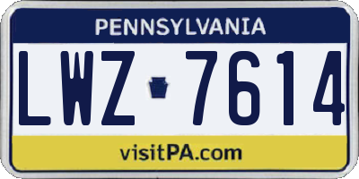 PA license plate LWZ7614