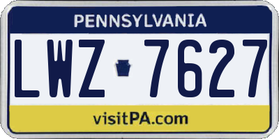 PA license plate LWZ7627