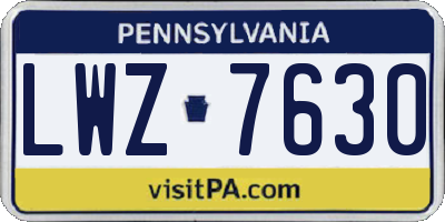 PA license plate LWZ7630