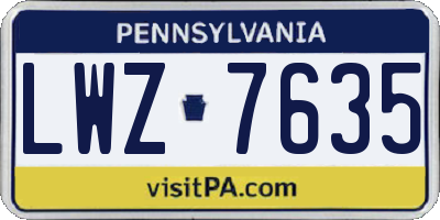 PA license plate LWZ7635