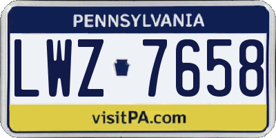 PA license plate LWZ7658
