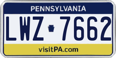 PA license plate LWZ7662