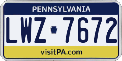 PA license plate LWZ7672