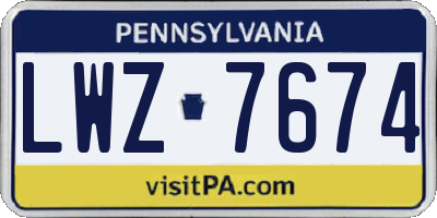 PA license plate LWZ7674