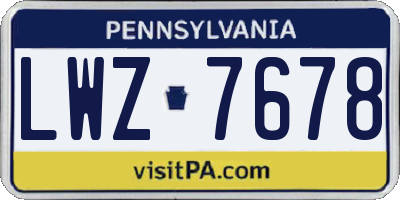 PA license plate LWZ7678