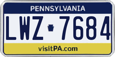 PA license plate LWZ7684