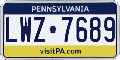 PA license plate LWZ7689