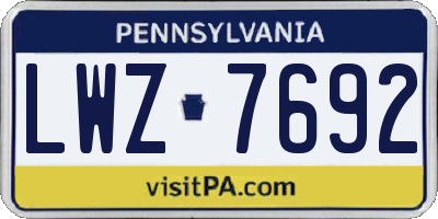 PA license plate LWZ7692