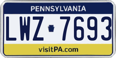PA license plate LWZ7693