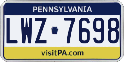 PA license plate LWZ7698