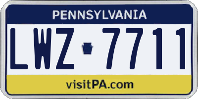 PA license plate LWZ7711