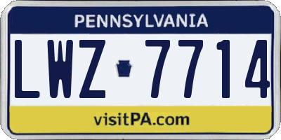 PA license plate LWZ7714