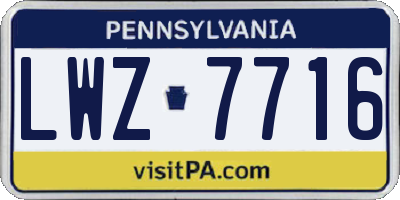 PA license plate LWZ7716
