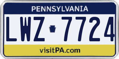 PA license plate LWZ7724