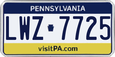 PA license plate LWZ7725