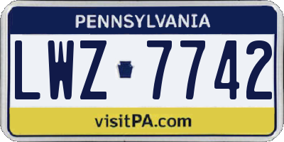 PA license plate LWZ7742