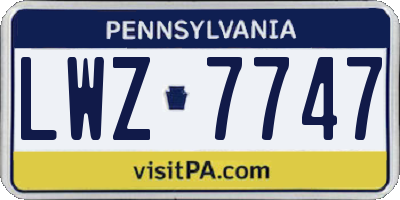 PA license plate LWZ7747