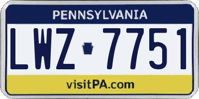 PA license plate LWZ7751