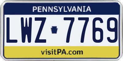 PA license plate LWZ7769