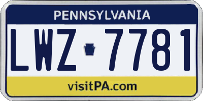 PA license plate LWZ7781
