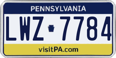PA license plate LWZ7784