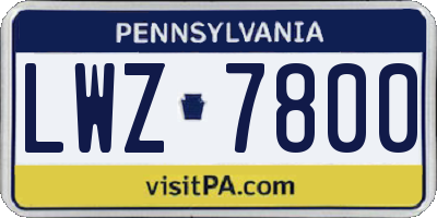 PA license plate LWZ7800