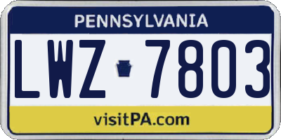 PA license plate LWZ7803