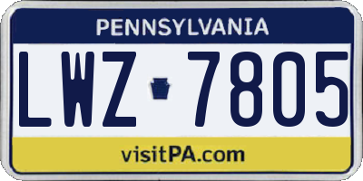 PA license plate LWZ7805