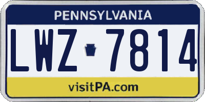 PA license plate LWZ7814